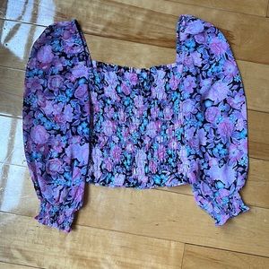 H&M Divided Floral Ruched Top